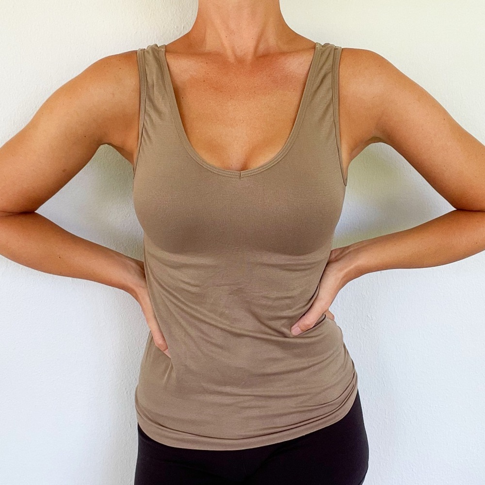 NY&Co tan basic stretchy bodycon sleeveless layering tank size XS/S